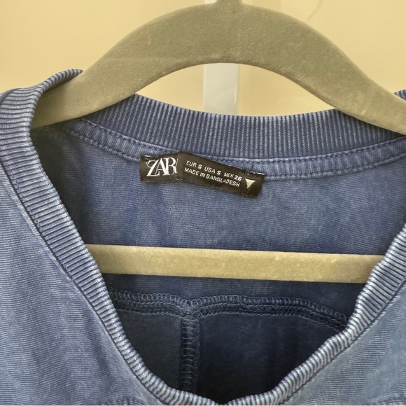 Zara Blue Long Sleeve Shirt with White Number 80 size S - Picture 3 of 4